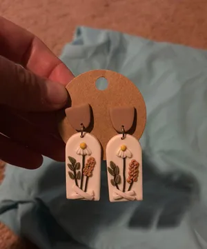 Handmade Clay Earrings Tan thumbnail 1