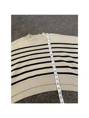COMMENSE Crew Neck Sweater Off White Black Medium thumbnail 8
