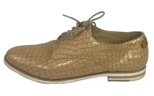 5th Avenue Beige Croc-Embossed Leather Lace-Up Oxfords Dress Shoes Size 41 thumbnail 1