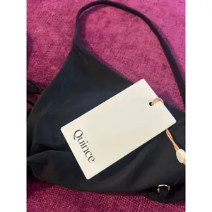 QUINCE Italian Knotted Triangle Bikini Top Black NWT Size Large L MINIMALIST thumbnail 5
