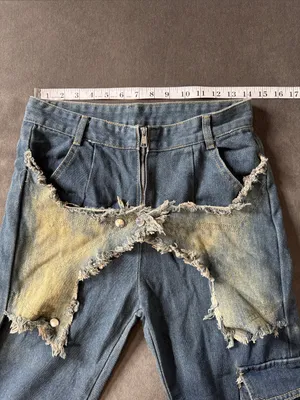 Women’s Streetwear Y2K Blue Denim Jeans Star Design Baggy Wide Leg Size 28 NEW thumbnail 2