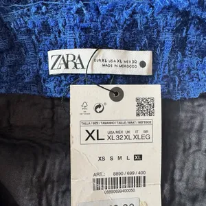 Zara - NWT Blue Tweed Jeweled Mini Dress Pinafore Sz XL thumbnail 7