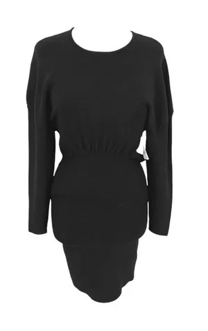7 For All Mankind Split Back Dress Knit Mid Length Dress Black Size XS NWOT thumbnail 1