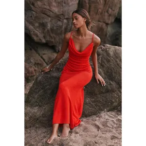 Anthropologie | Sunday in Brooklyn red knitted cowl neckline maxi dress NEW XS thumbnail 9