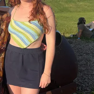 Peppermayo Cancun Crochet Halter Top - Green and Blue Striped Crop Top thumbnail 8