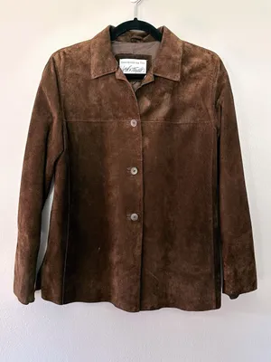 Lord & Taylor Brown Genuine Suede Leather Shirt Jacket Fully Lined size S* thumbnail 5