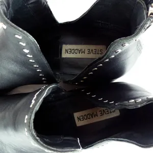 Steve Madden Conspire Ankle Boots Women 9M Black Leather Studded Cutout Rock thumbnail 6