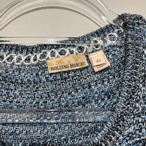 Anthropologie Holding‎ Horses Tweed Fringed Sweater Dress Sleeveless Blue XS thumbnail 5