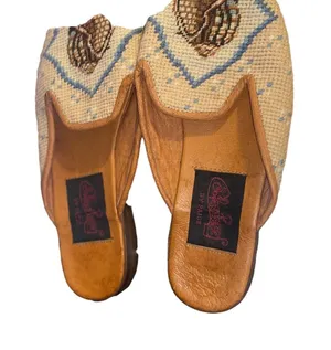 by paige neeedlepoint mules sea shell pattern size XXS thumbnail 1