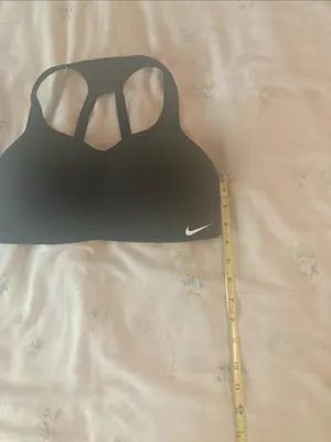 Nike Black Racerback Padded Sports Bra with White Swoosh thumbnail 3