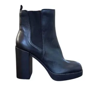 Gianni Bini Black Leather Platform Block Heel Zip Ankle Boots | Size 9.5M | New thumbnail 2