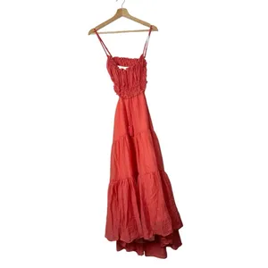 Boutique Coral Backless Layered‎ Tiered Maxi Dress S thumbnail 4