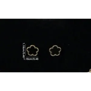 Gold Plated Black Clover Earrings Stainless Steel Floral Unisex Mens Womens thumbnail 5