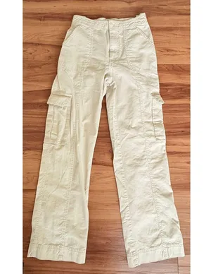 Abercrombie and Fitch Khaki Cargo Pants Wide Leg Casual Size 25 thumbnail 2