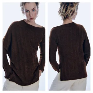 NWT ZARA Asymmetrical Off Shoulder Wool Blend Sweater‎ Women's L Quiet Luxury thumbnail 2