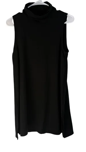 Garnet Hill Black‎ Sleeveless Turtleneck Dress Size S Tencel Lyocell Spandex thumbnail 1