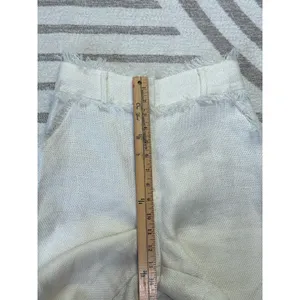 Uterqüe Women Off White Wide Leg Crop Pants Textured Raw Hem Fringe High Waist S thumbnail 14