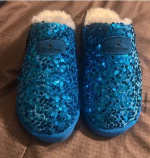 BearPaw Glittering Blue Sequin Slippers thumbnail 1