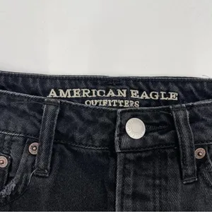 AMERICAN EAGLE Skirt Black Denim Jean Skirt Button Down Fly Mini Short Size 6 thumbnail 3