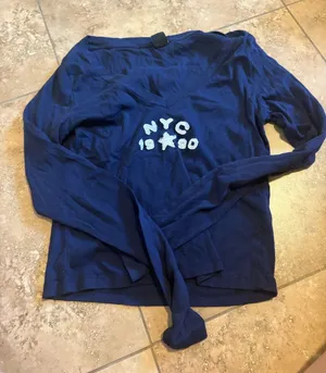 Urban Outfitters Navy Blue Long Sleeve Tee with NYC 1990 Patch thumbnail 1