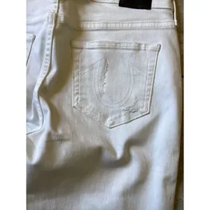 True Religion Cora Mid Rise Straight Distressed White Jeans Womens 28 Raw Hem thumbnail 3