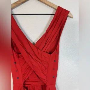 For Love & Lemons Little Lover Studded Plunge V Neck Mini Dress Red Small $250 thumbnail 7