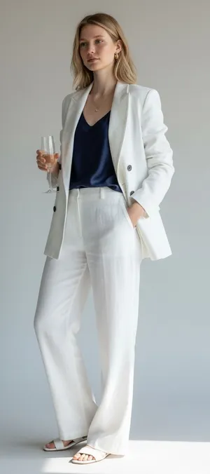 J.Crew White Linen Blazer - Preppy Coastal Grandmother Style Size 8 thumbnail 1
