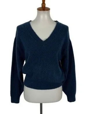 Urban Outfitters Blue V Neck Knit Sweater Soft Cozy Casual Trendy Pullover Small thumbnail 1