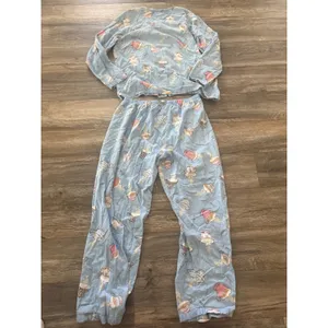 Planet Sleep Womens Blue Cotton Flannel Tea Cup Pajama Set Size Medium thumbnail 5