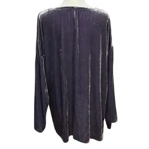 Eileen Fisher Size XL Blouse Top Purple Lavender Velvet Long Sleeves thumbnail 2