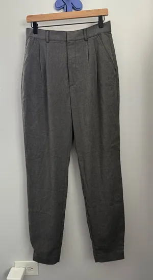 Abercrombie & Fitch Medium Long NEW Grey Slim Straight High Rise Trousers Office thumbnail 1