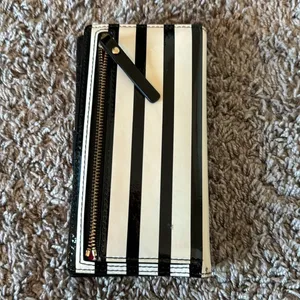 Striped black and white, shiny Kate Spade card wallet thumbnail 4