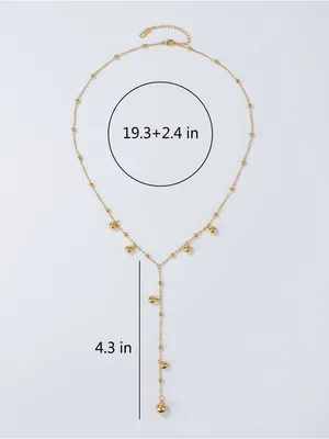 18K Gold Plated Y Lariat Stainless Steel Ball Chain Womens Necklace thumbnail 7
