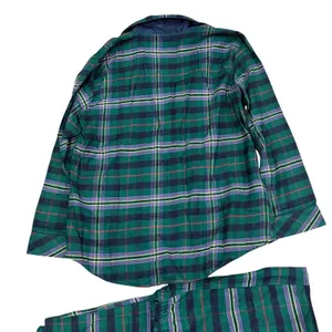 Lauren Ralph Lauren Womens Green Plaid Pajama Set Gold Crest Sleepwear Large thumbnail 3