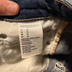 American Eagle Outfitters Dark Blue Distressed Jean Shorts - Tom Girl Shortie thumbnail 3
