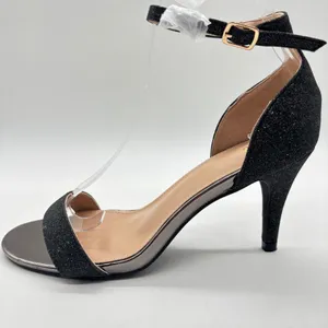 NEW Allegra K Heels Womens 8 Black Glitter Ankle Strap Stiletto Evening‎ Party thumbnail 2