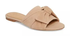 Tory Burch Annabelle‎ Bow Suede Slide Sandal in Tan Size 6.5 thumbnail 1