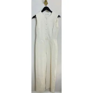 MANGO Sleeveless Tweed Jumpsuit in Cream Size Small thumbnail 3