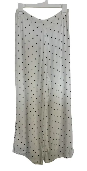NWT Olivaceous Wide Leg White Black Polka Dot Lightweight Pants Medium Retro thumbnail 1