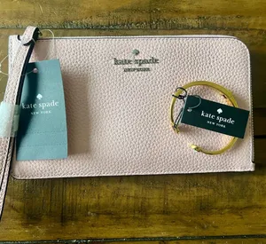 Brand New, Kate Spade Pebbled Leather Medium Wristlet & Spot the Spade Bracelet thumbnail 1