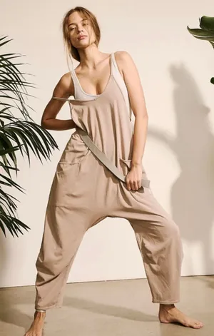 Free People Hot Shot Onesie NWOT Medium Mocha Latte FP Movement thumbnail 1