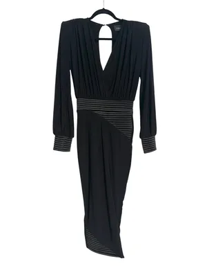 Zhivago Lover Man Long Sleeve Black Midi Dress US 2 thumbnail 3