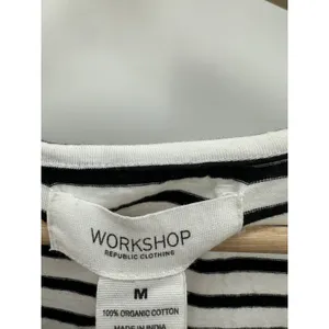 Workshop Republic Clothing‎ Black White Striped Organic Cotton Midi Dress Medium thumbnail 6