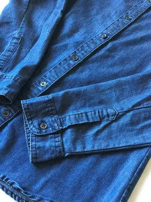 Dark Blue Chambray Button Down Shirt With Studs Size XS thumbnail 4