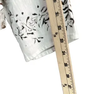 Chicos Shirt‎ Womens US L 2 White Black Floral Linen Shacket Art To Wear Blouse thumbnail 9