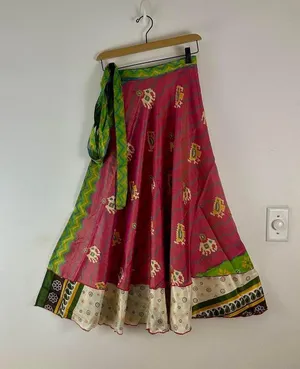 Reversible Maxi Wrap Skirt BINS621 Pink thumbnail 1
