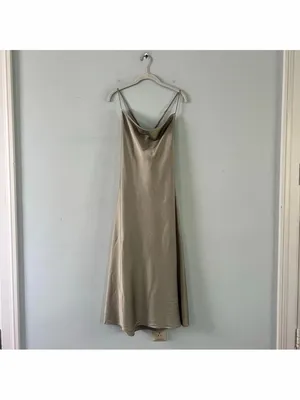Show Me Your Mumu Verona Cowl Moss Green Luxe Satin Midi Bridesmaid‎ Dress thumbnail 4