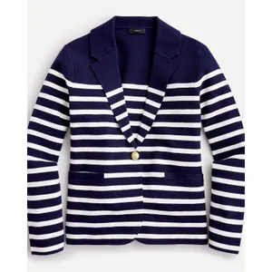 J‎ Crew Camille Shrunken Sweater Blazer Navy Blue Striped Preppy Womens Small thumbnail 2