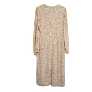 Mac Duggal Pink Nude Sequin V-Neck Long‎ Sleeve Midi Dress Size 10 NWT Formal thumbnail 13