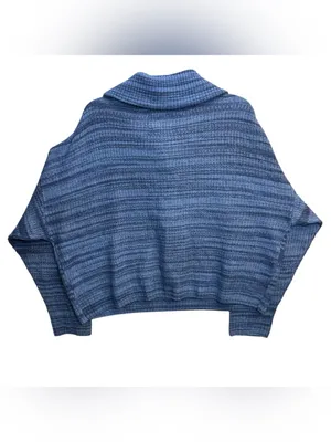 Aerie Women’s Large Blue Marled Knit Quarter Zip Oversized Wool Blend Sweater thumbnail 4